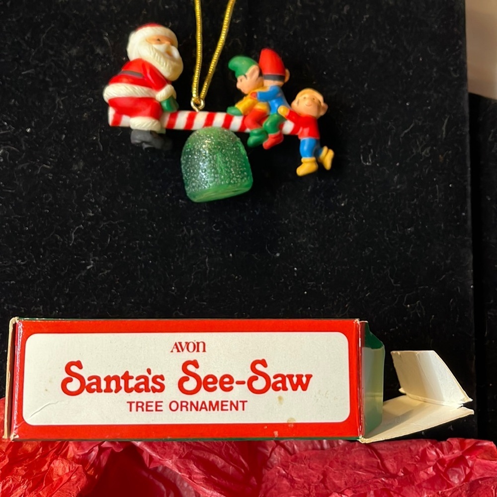 Avon Vtg (1983) “Santa’s See Saw” Tree Ornament In Original Box